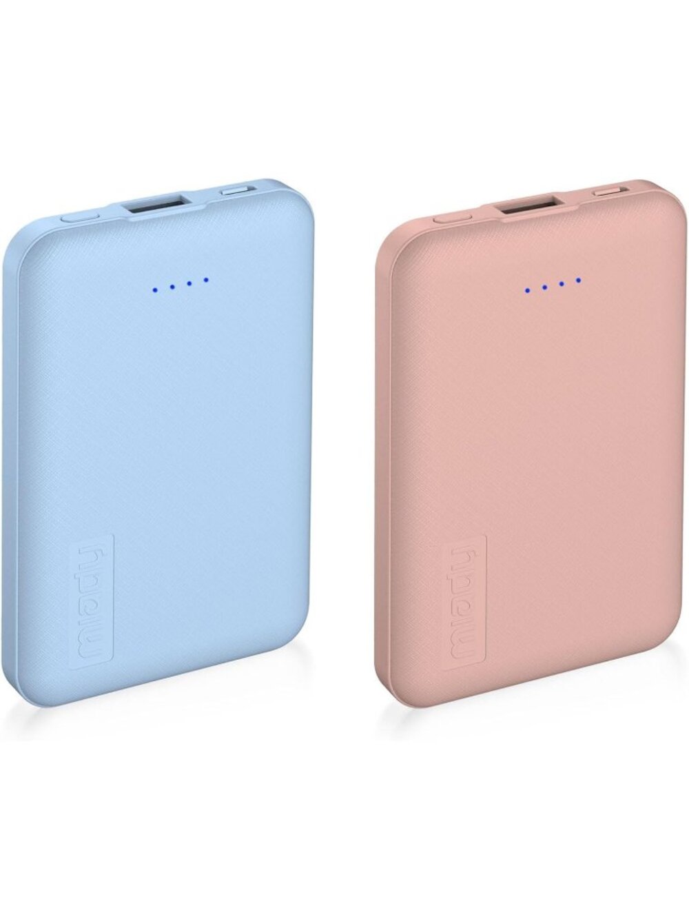 2-Pack Cream Blue Pink Dual USB Lightweight 5000mAh Portable Charger Power Bank